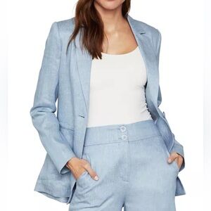 BCBGMAXAZRIA Chambray Linen & Cotton Blazer | Size L